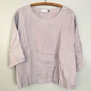 Not Perfect Linen dust rose oversized top LG